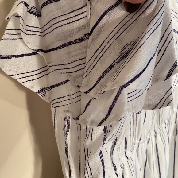 One Shoulder Ruffle Striped Romper - Picture 2 of 6